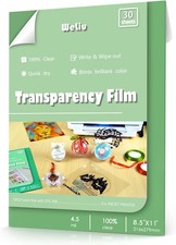 Weliu 30 Sheets Transparency Film 8.5x11 Inkjet Printer Clear Acetate Overhead picture