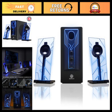 2.1 Gaming Speakers with Blue LED Lights & Powered Subwoofer - 40W Heavy Bass fo picture