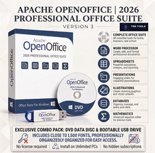 OpenOffice 2026 Office Suite USB & DVD Combo Writer Calc Impress Draw Base picture