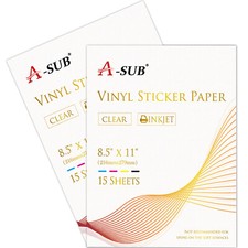 30 Sheet A-SUB Printable Vinyl Clear Sticker Paper for Inkjet Printer Waterproof picture