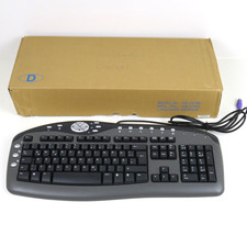 Vintage Chicony KB-0108 Multimedia Keyboard QWERTY PS/2 Grey Black picture