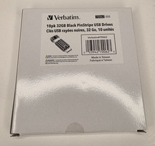 Verbatim PinStripe 32GB USB 2.0 Retractable Flash Drive Black 10-Pack picture