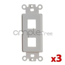 3 Pack Keystone Wall Plate Insert 2 Port Jack Outlet For Fits Decora Wallplate picture