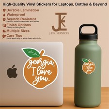 Georgia Peach - I Love You Waterproof Sticker Decal for Water Bottles & Laptops picture