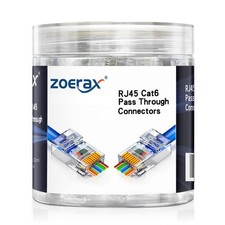 ZOERAX 100-Pack RJ45 Cat6 Pass Through Connector 100-Pack, Transparent picture