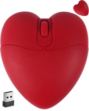Red Love Heart Shape Wireless Bluetooth Mouse Silent Portable Dual Mode picture