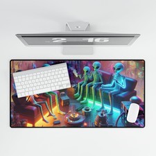 Cyberpunk Aliens Smoking, Gaming Mouse Pad, Large Desk Protector -  picture