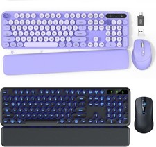 2 Pack Wireless Keyboard and Mouse - Cute Typewriter Keyboard with Detachable Wr picture
