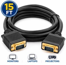 15FT VGA Male to Male Monitor Cable PC Laptop Projector 15 Pin Video Cable picture
