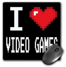 3dRose Geeky Old School Pixelated Pixels 8-Bit I Heart I Love Video Games MouseP picture