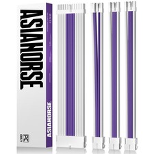 AsiaHorse Upgraded 16AWG PSU Cable Extension Sleeved Small, Snow-Purple picture