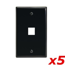 5 Pack Lot - Keystone 1 Hole Port Jack Wall Face Plate Network CAT6 HDMI Black picture