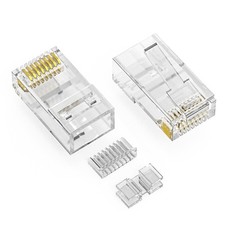 5 Pack of RJ45 CAT6A Plug Solid 3 Prong 50 Micron 3pc type 100pk picture