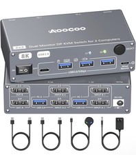 Aoocoo KVM Switch 2 Computers 2 Monitors, 8K@60Hz/4K@240Hz Dual Monitor picture