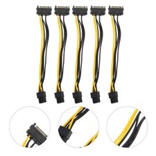5Pcs Reusable 15Pin to 6Pin Pcie Graphics Power Cable Black ABS Home Use picture