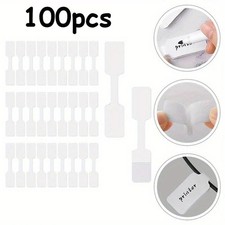 100pcs White Cable Labels - Self-Adhesive Writable Cord Tags for Easy Cable Hold picture