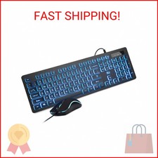 Rii Three Colors Backlit Keyboard and Mouse, Wired Keyboard and Mouse Combo, USB picture