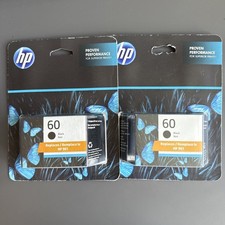 Lot X 2 Genuine HP 60 Black Ink Cartridge SEALED - EXP. 01/2025 picture