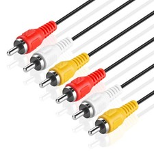 TNP 3 RCA AV Cable - 10 ft Audio Video Cable with Male to Male Connector - Dual picture