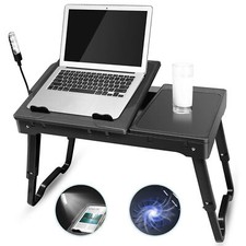 iMountek Laptop Desk Stand Table w/Fan for Bed LED Light & USB Ports & Mouse Pad picture