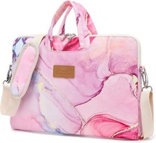 Pink Marble Pattern Waterproof Laptop Shoulder Messenger Bag Case for 14 Inch 15 picture