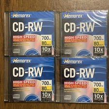 Memorex CD-RW Rewritable CDs 700MB 10x Speed 80 Min - Brand New Sealed, Lot of 4 picture