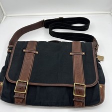 Coach Vintage Black & Brown Leather & Cloth Briefcase Shoulder Bag picture
