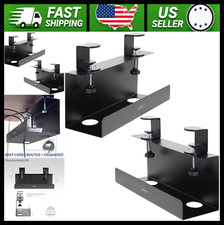 VIVO Under-Desk Clamp-On Cable Management Tray, 2-Pack, Black picture