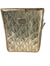 Michael Kors Gold Metallic Logo Zip Pouch Clutch picture