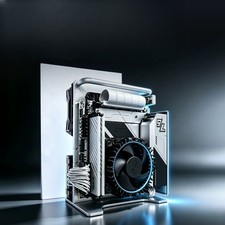 SOC-D ITX CNC Aluminum Open Frame PC Case 1U Power Portable Test Bench Vertical picture