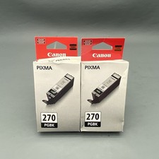 Canon PIXMA PGBK-270 Black Ink Cartridge - Black, Genuine Cartridge Lot Of 2 picture