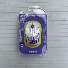LOGITECH M325 M325C WIRELESS MOUSE PURPLE PEACE FLOWER  BRAND NEW SEALED *RARE* picture
