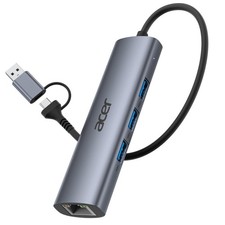 Acer USB to Ethernet Adapter, USBC Hub 1Gbps 0.65FT, Silver Grey picture