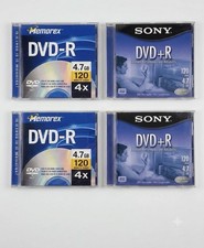 Lot of 4 Factory Sealed Blank Recordable DVDs (Memorex & Sony) picture