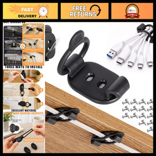 20 Pack Adhesive Cable Management Clips, Cord Organizer, Black - Tidy Up Wires picture