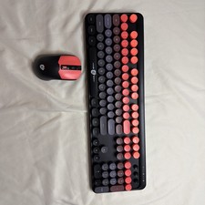 Fopett Multicolor Keyboard and Mouse Bundle, Retro Style, QWERTY, English picture