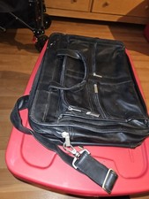 Black Leather Laptop Briefcase Bag Deluxe Classy Black picture