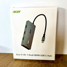 Acer 9-in-1 USB-C Hub Dual HDMI Adapter w/ SD/MicroSD Gray ODK4K0 picture