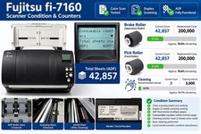 FUJITSU FI-7160 HIGH SPEED DUPLEX COLOR DOCUMENT SCANNER TESTED 42,857 SCANS picture