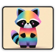 Rainbow Raccoon Gaming Mouse Pad | Cute Colorful Animal Desk Mat picture