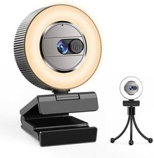 2021 2K Ultra HD Webcam with Microphone and Ring Light, Webcam Cover Slide picture
