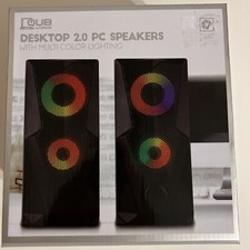 Vivitar QUB Works Desktop Stereo Speakers Colorful Multi-Lighting LED QUB60015 picture