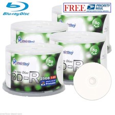 200 Pack SmartBuy Blank BD-R BDR 6X 25GB Blu-ray White Inkjet Hub Printable Disc picture