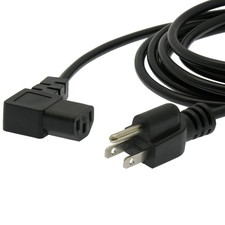 15 Pack of 3Ft Computer Power Cord 5-15P to C-13  Right Angle  Black / SVT 18/3 picture