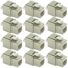 12 Pcs Cat5E RJ45 Network LAN Ethernet Keystone Jack Shield 110 Punch Down Gold picture