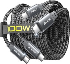 JSAUX 100W USB C to C Cable [2-Pack 10FT], Type C Fast 10ft+10ft, Grey  picture