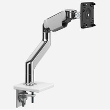 Humanscale M8.1 Single Monitor Clamp Mount - Polished Aluminum With White Trim picture
