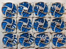 12 BUNDLE Silverstone FQ141 140mm PWM PC case Fan Blue and White | USED picture