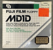 SEALED Fuji Film MD1D Floppy Disk Box 10 Pcs 5 1/4” 48TPI Japan 80s picture
