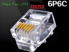 250pcs RJ12 RJ11 6P6C Modular Plug DSL Telephone Connector. Gold-plated picture